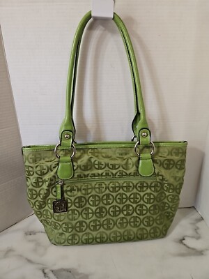 Giani Bernini Lime Green Circle Signature Shoulder Bag 10x15x5