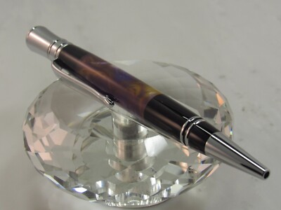 GORGEOUS HIGH QUALITY HANDMADE EXECUTIVE SEGMENTED BLACK PURPLE AND GOLD ACRYLIC
