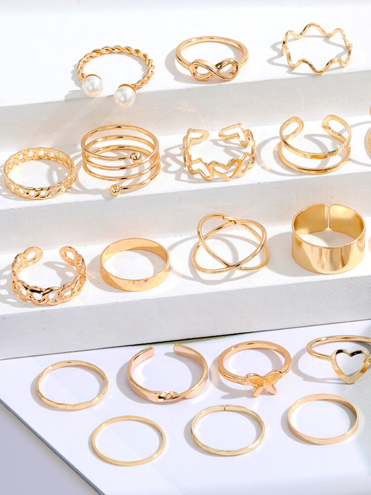 2024 Women's Boho Retro Gold Knuckle Ring Set – Adjustable Crystal Jewelry Gift For Her