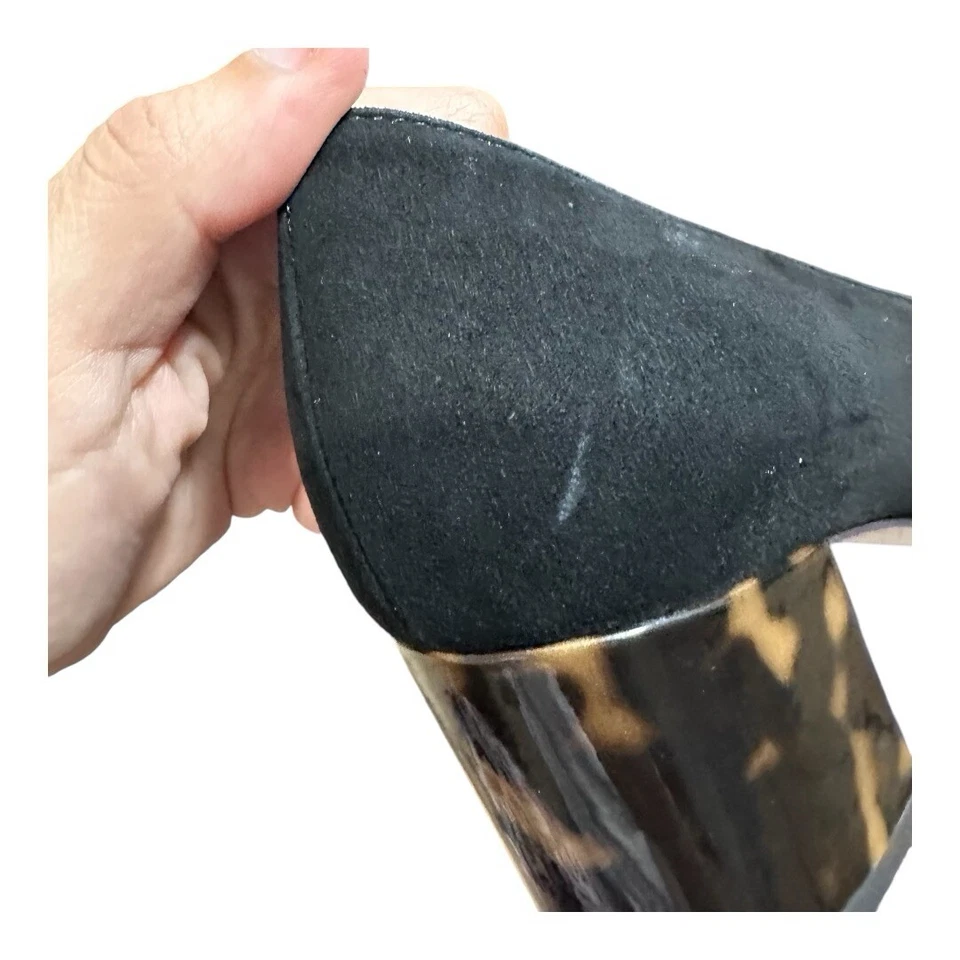 Talbots ISA Heels Block TORTOISE PATTERN Black Suede Size 6M - Image 4 of 4