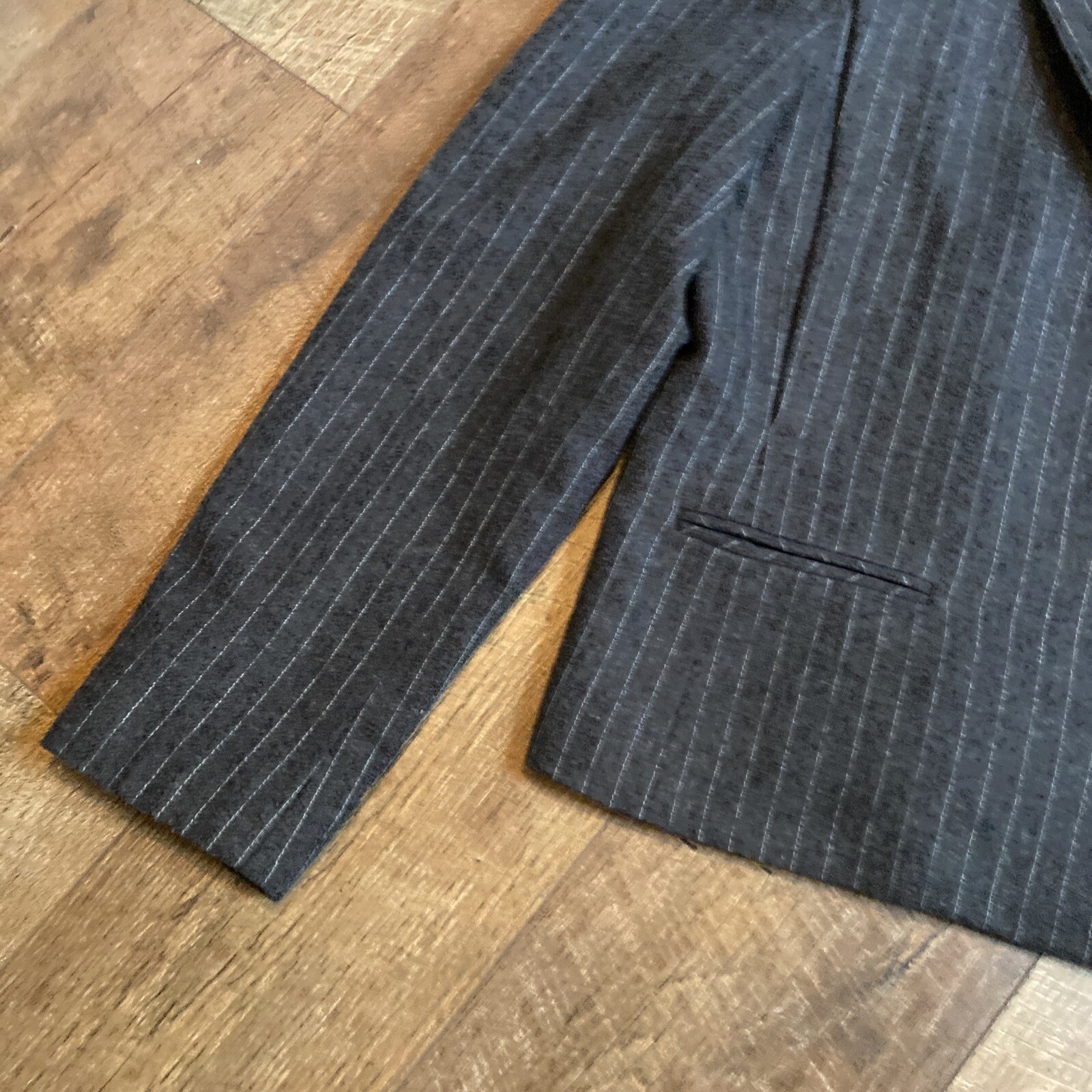 Vintage Structured Gray Wool Striped Shoulder Pad… - image 6