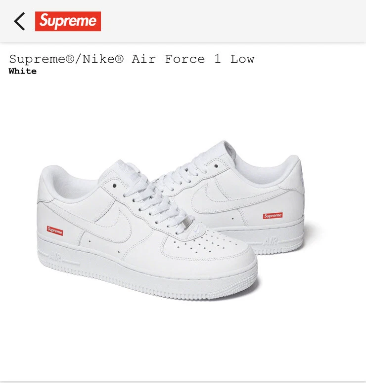 Supreme Nike Air Force 1 Low Box logo blanc UK12 US13 neuf et emballé À LA MAIN