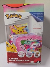 Pokemon Pikachu 3 Piece Twin Size Microfiber Sheet Set Franco Manufacturing