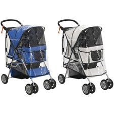 PawHut Passeggino per Cani Pieghevole con Copertura Antipioggia e Freni