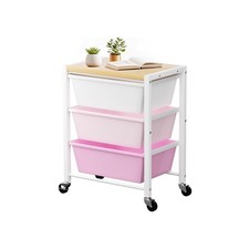 Rolling Cart with 3 Drawers, Plastic Drawer Storage Carts with Lockable Wheel...