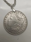 Vtg  1885 Morgan Silver Dollar  Pendant Necklace.