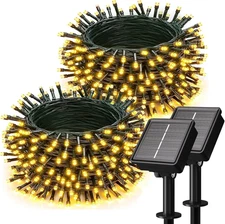 2 Pack Solar String Lights Outdoor - Total 92FT 240 LED Solar Christmas Lights O