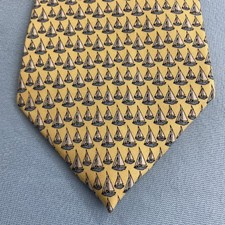 Vineyard Vines Silk Tie Sailboat Yacht Martha's Vineyard 4x59" Yellow Blue Gray