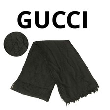 GUCCI GG Logo All-Over Scarf Black Unisex Pre-Owned