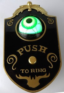 Gemmy Eyeball Doorbell Halloween Animatronic Spooky Light & Sound Works