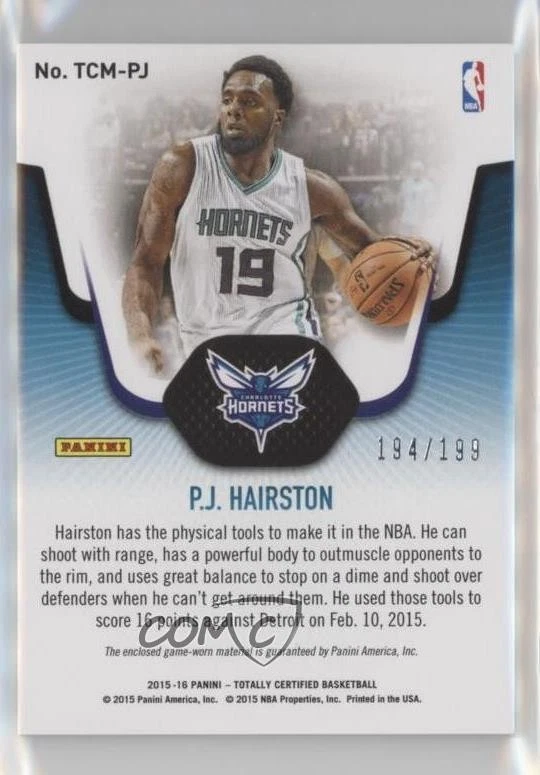 2015-16 Panini Totally Certified Materials Red /199 PJ Hairston #TCM-PJ - Image 2 of 2