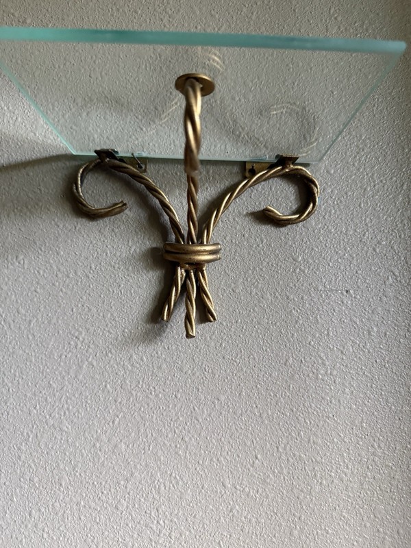 Vintage Metal And Glass Display Shelf