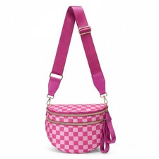 Checkered Crossbody Bag Nylon Bum Bags for Women Spacious Handbags Checkered ...