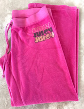 VTG Juicy Couture M PINK Velour Drawstring Baggy Pant Made in America