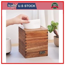 Acacia Wood Tissue Box Cover Rectangle and Cube Facial Tissue Holder Organizer