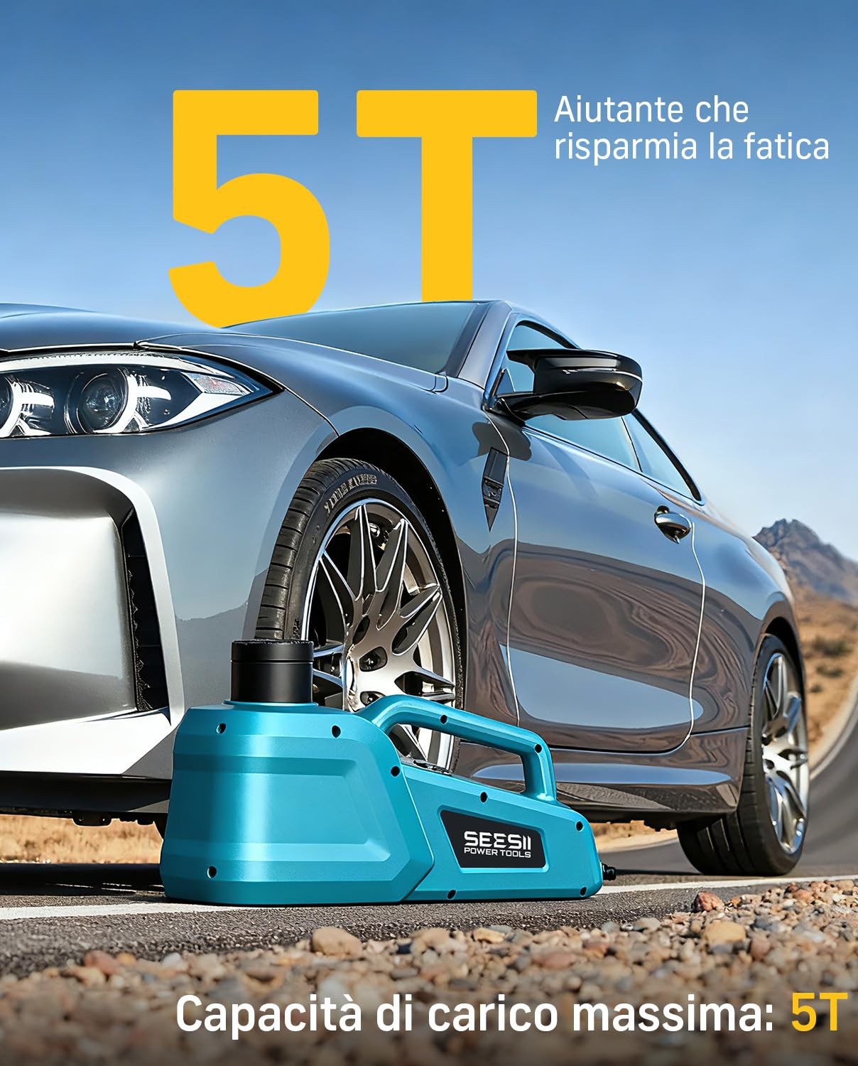 Cric Idraulico Elettrico per Auto 5 Tonnellate 12V con Telecomando e Luce LED - Miniatura 22