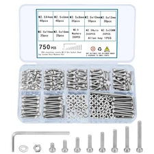 750 Pcs M2.5 Screws, Nuts and Washers Set - Metric Hex Socket Head Cap