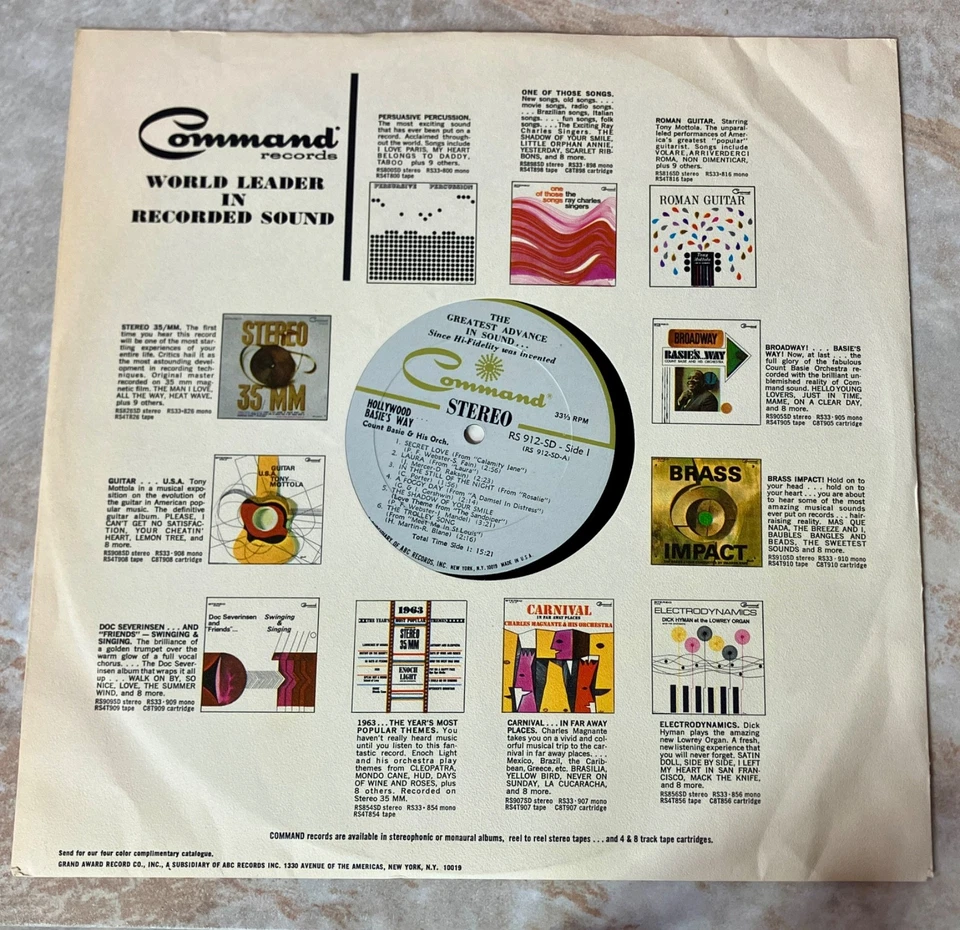 Count Basie "Hollywood... Basie's Way" 12" Vinyl Record LP (S VG/R VG) Foto 3 de 4