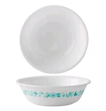 Pioneer Woman ~ Four (4) Corelle ~ EVIE GREEN ~ 6.25 Diameter Cereal Bowls