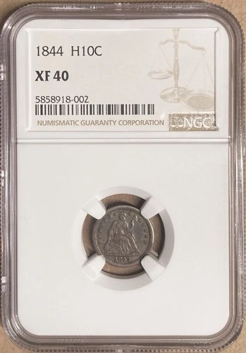 1844 NGC XF40 Liberty Seated Half Dime H10c