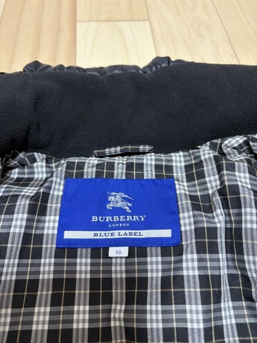 Burberry Blue Label Nova Check Down coat jacket Raccoon fur Black Size 38 M dd - Afbeelding 7 van 24