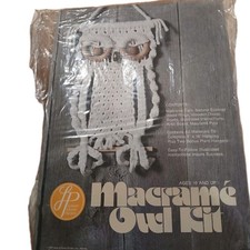 Macrame Owl New Kit 1977 Complete 9" x 16" Hanging Plus 2 Bonus Plant Hangers