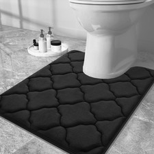 U-Shaped Memory Foam Toilet Rug 24x20 - Soft, Non-Slip, Machine Washable Bath