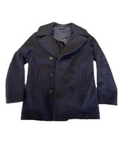 Vintage Polo Ralph Lauren Black Wool Men’s Pea Coat Anchor Buttons Size M