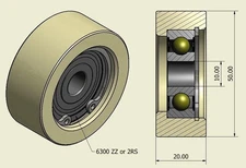 50mm Nylon Pulley Roller Wheel Bearing Guiding Wheel Flat Belt Idler