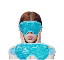 Cooling Eye Mask With Gel Beads, 1 Reusable Cold Ice Pack Sleep Eye Cooling Pad