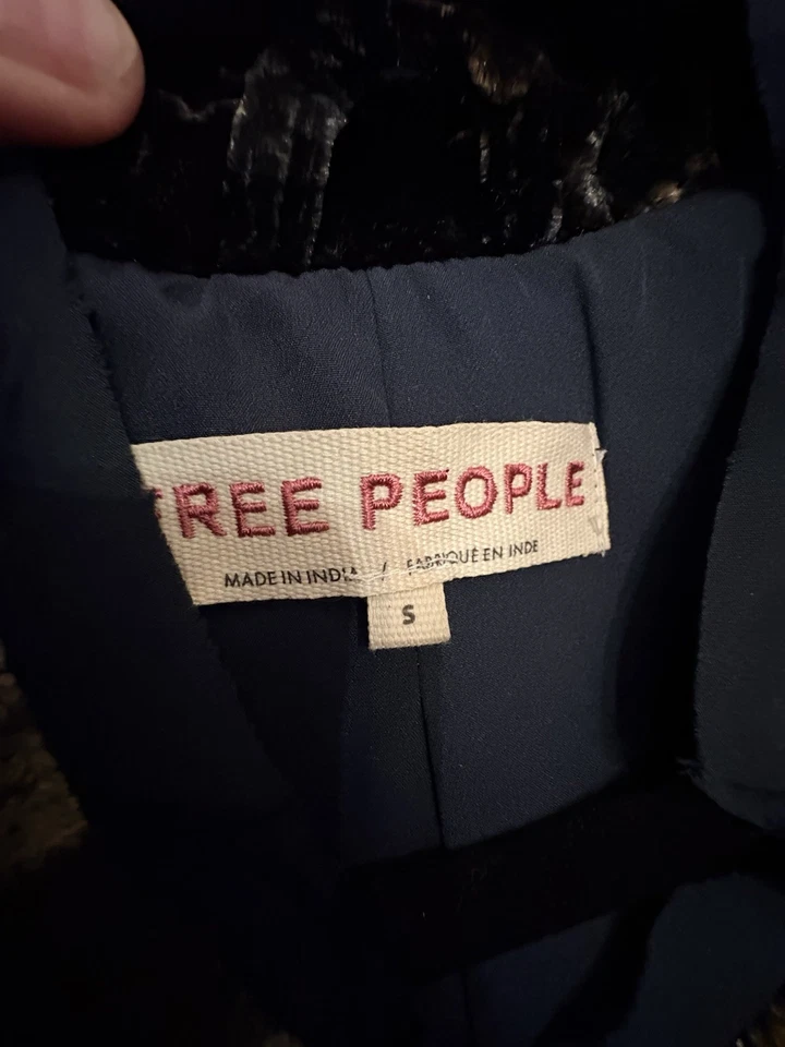 NEW Free People Hazel Velvet Floral Duster Jacket Small Black - Image 3 of 4