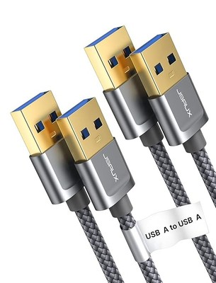 JSAUX USB 3.0 A Stecker auf Stecker Kabel, [2er Pack/1M+2M] SuperSpeed Daten