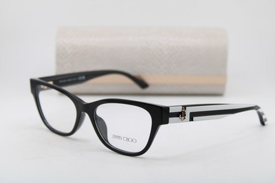 NEW JIMMY CHOO JC 3010U 5017 BLACK WHITE GOLD AUTHENTIC EYEGLASSES 54-17