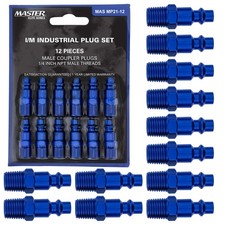 12 Pc Master Elite Industrial I / M Type Plug Air Fittings Set, 1/4" NPT Male