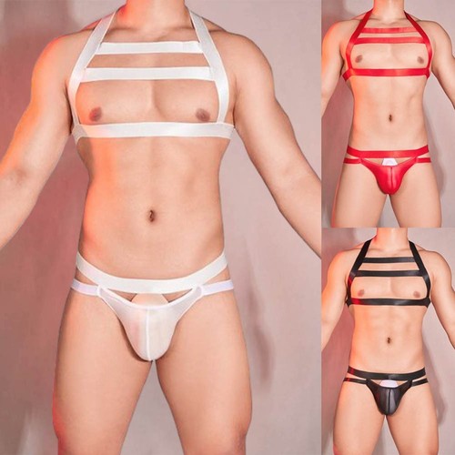 Harnais poitrine élastique homme sensuel sangle lingerie col creux séduisant - Picture 2 of 26