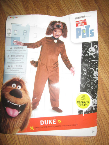 Boys toddler SECRET LIFE OF PETS DUKE Plush dog HALLOWEEN COSTUME sz XS 3T - 4T