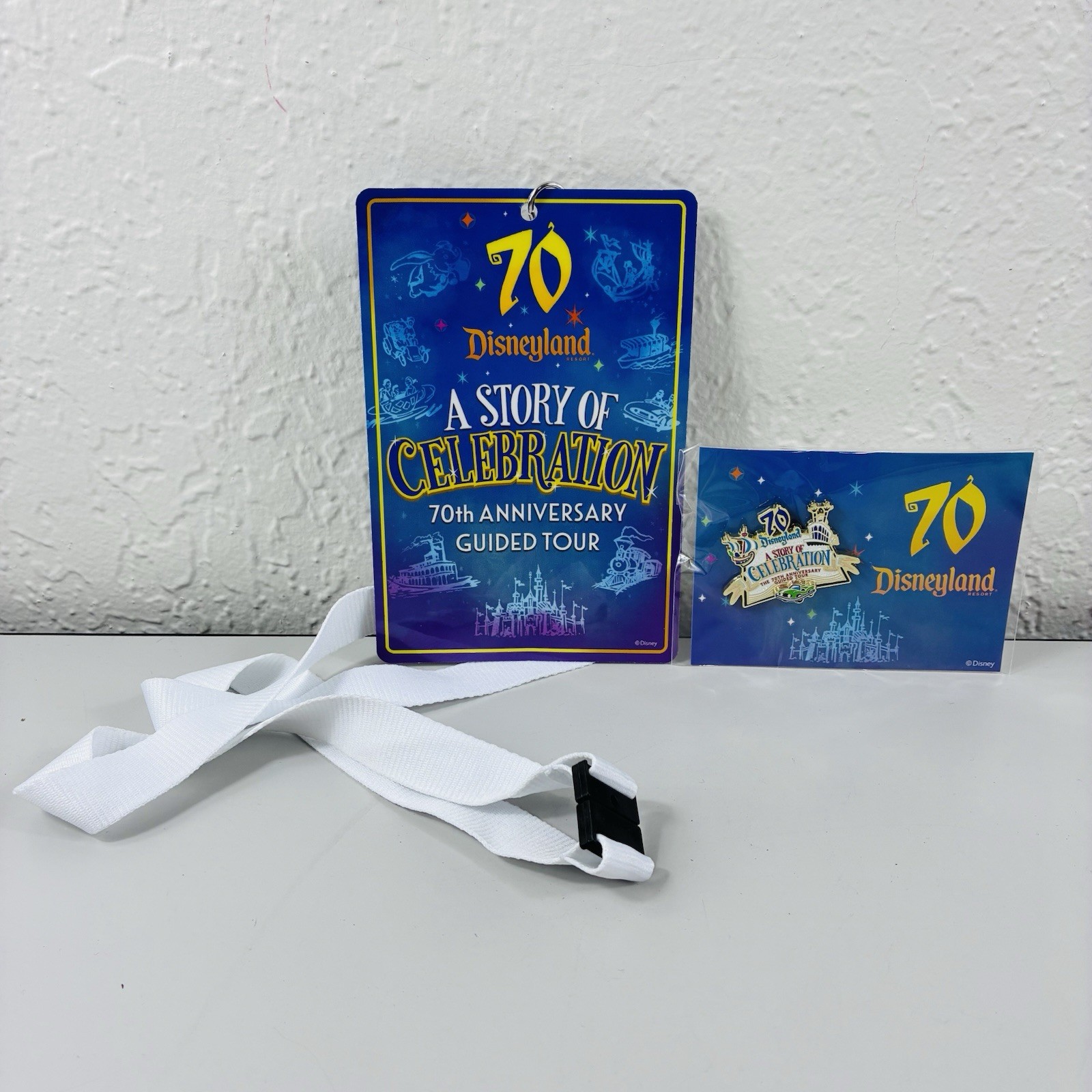 Disneyland A Story Of Celebration 70 Anniversary Guided Tour Trading Pin Lanyard