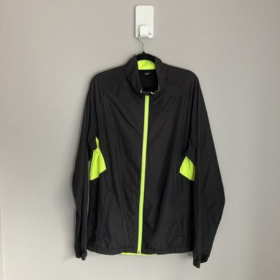 Frank Shorter Mens Windbreaker Jacket XL Black Hi Vis Running Light Full Zip