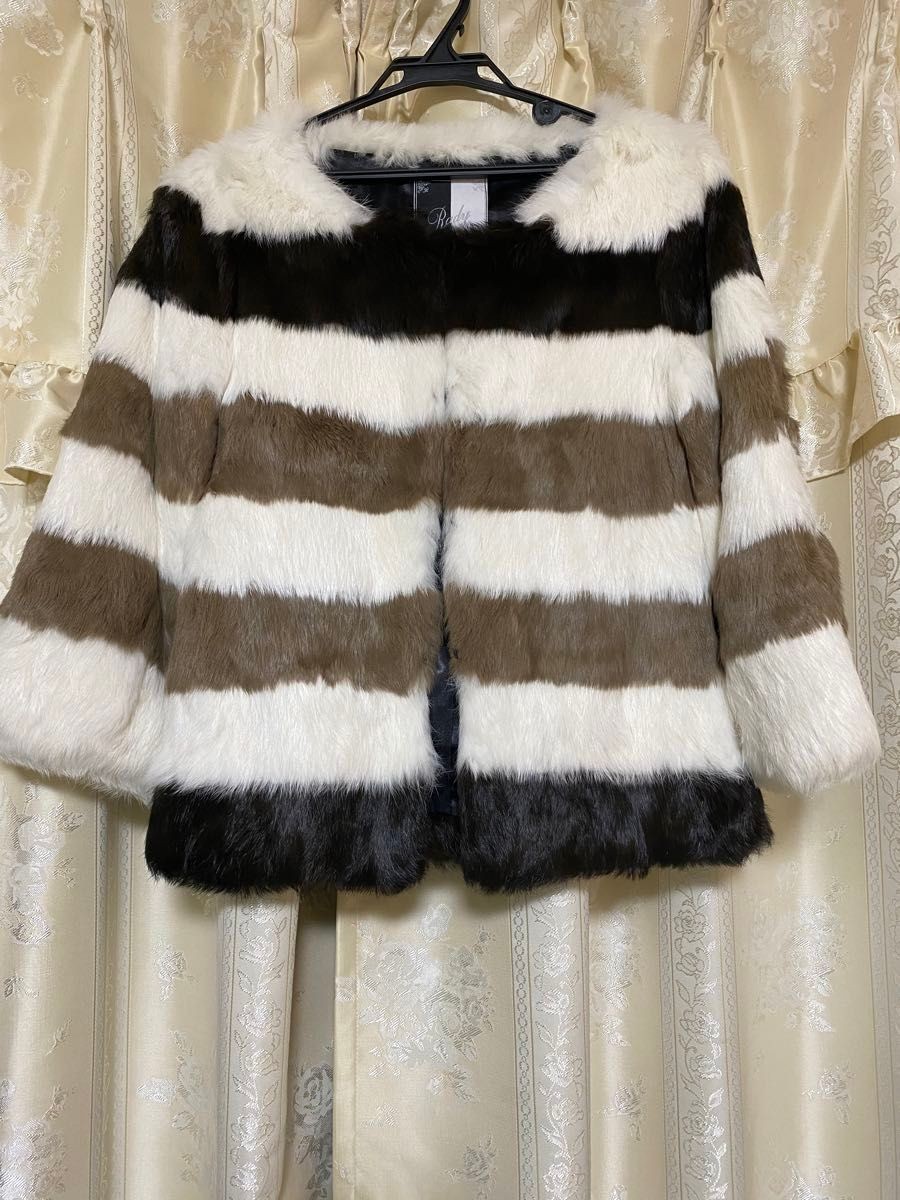 Rady Border Fur Coat Rabbit Real Fur Jacket Luxury Outerwear White Black