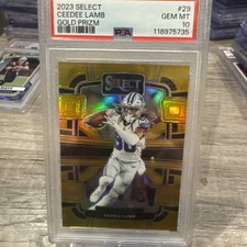 🔥 2023 Select CeeDee Lamb Gold Prizm /10 PSA 10 GEM MINT Cowboys 💎