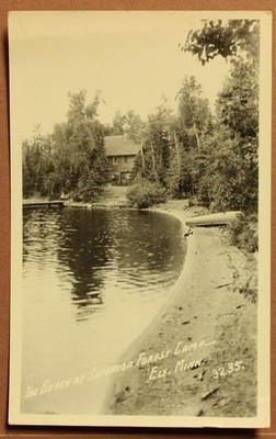 Beach at Superior Forest Camp Ely Minnesota Real Photo Post Card PC2-P17