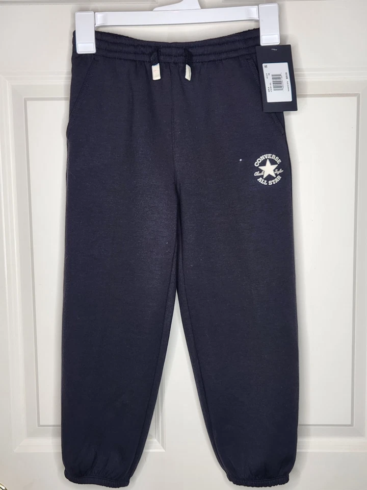 Pantalones deportivos Converse negros con cordón cintura reunidos para niñas Xs jóvenes 6-7 años... Foto 2 de 4