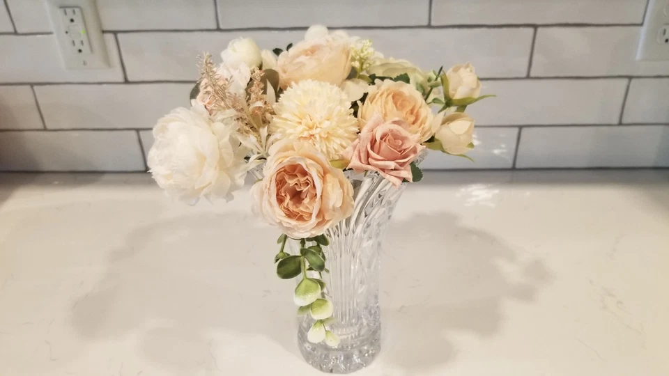 100 Artificial Flowers Mixed Lot Champagne Pink Wedding Bouquet Centerpiece Silk - Image 2 of 4