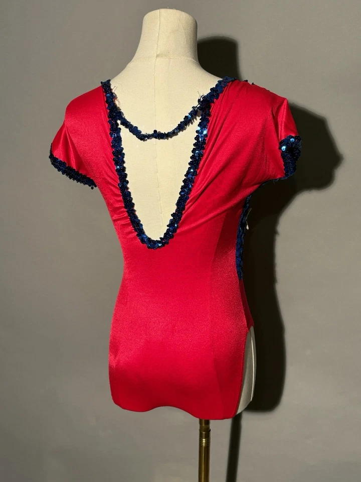 Vintage América Vermelho Branco E Azul 4 de Julho Lantejoulas Femininas Unitard Pequena Estrela - Imagem 3 de 4