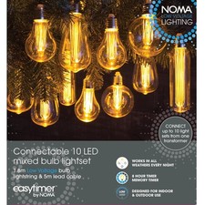 Noma Connectable String Lights 10 Low Voltage Edison Style Bulbs 6.8 m