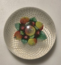 Antique New England Fruit Bouquet Lampwork Art Glass Paperweight Read!