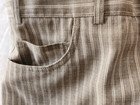 Hiltl Men's Tan with Cream Striped Jean Lightweight WOOL 36W/32L Made in GERMANY — photo 10