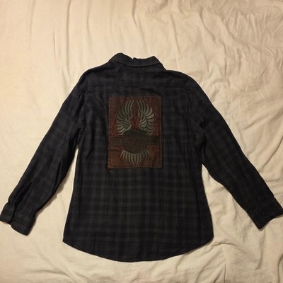 Vintage Harley Davidson Women s Plaid Shirt Angel Wings  XL 