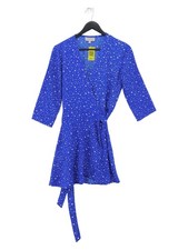 Dancing Leopard Wrap Midi Dress UK8 in Blue
