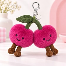 Jellycat Amuseables Cherries Bag Charm Plush Key Chain Cute Gift Accessory